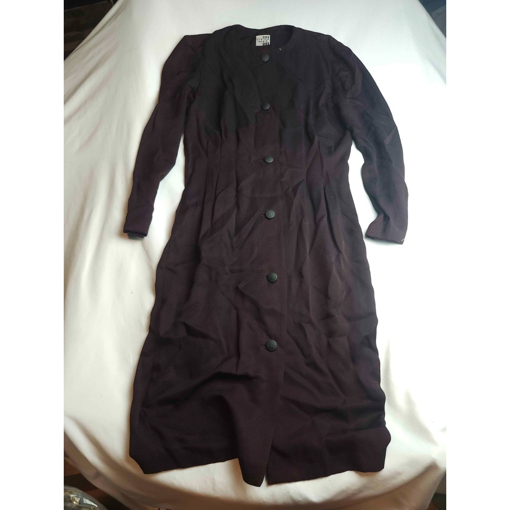 Cynthia Howie Dress Womens Medium Black Button Front Woven Long Sleeve Modest